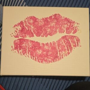 Pink Lip Print Canvas Art 8x10
